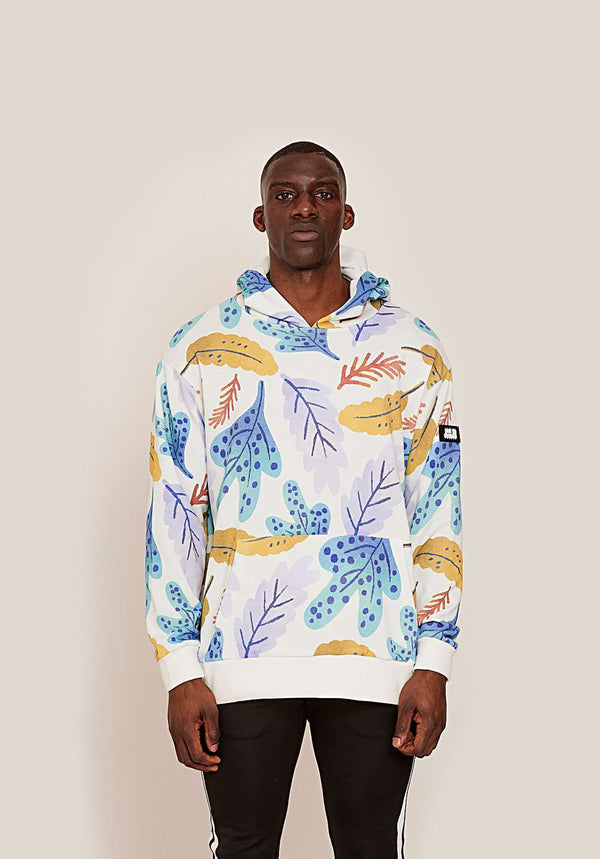 men Leaf print hoodie