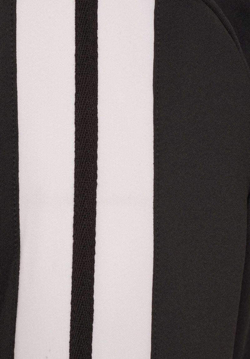 Black track pant with white stripe