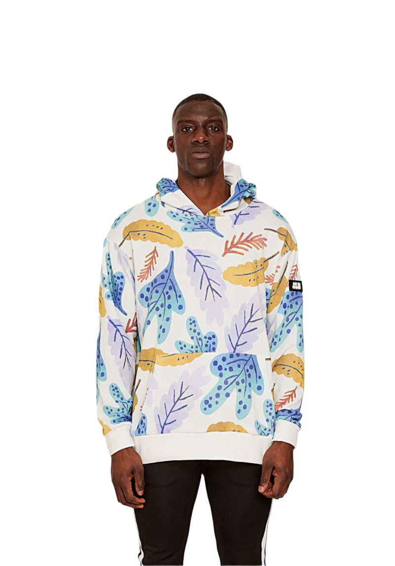 men Leaf print hoodie