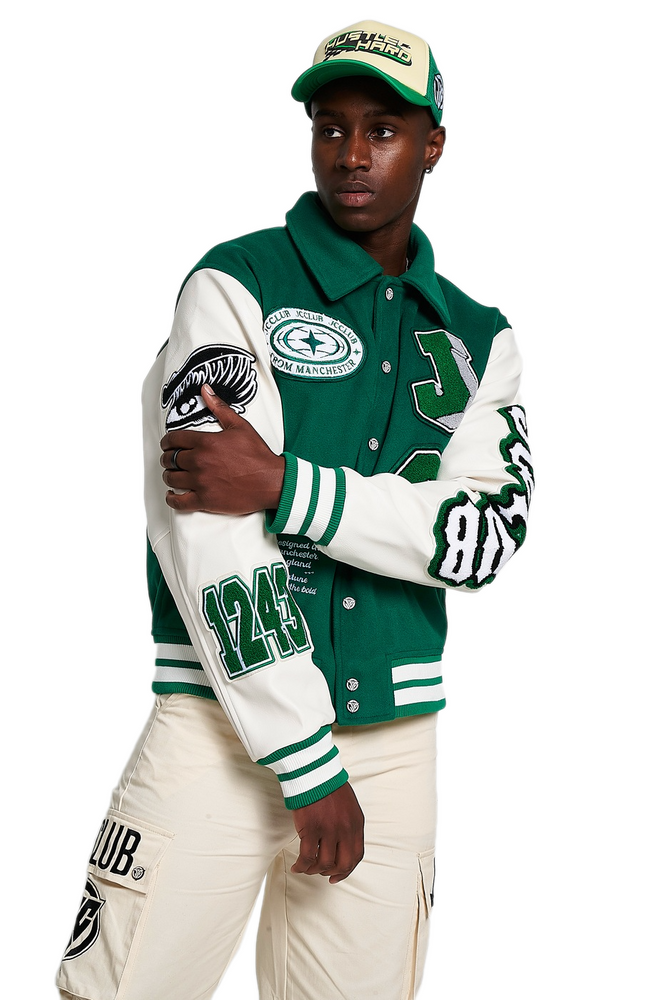 
                      
                        J Varsity Jacket.
                      
                    