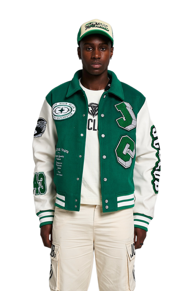 
                      
                        J Varsity Jacket.
                      
                    